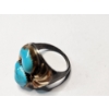 Image 3 : Large Sterling Silver Ring with Two Large Turquoise Stones and Gold-Tone Details - TW: 18.2g