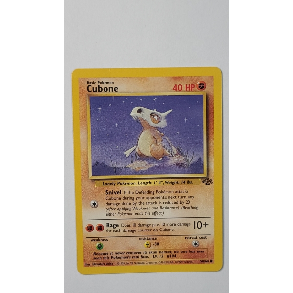 1999 Cubone #50/64 Pokemon Trading Card From The Jungle Set - Near mint