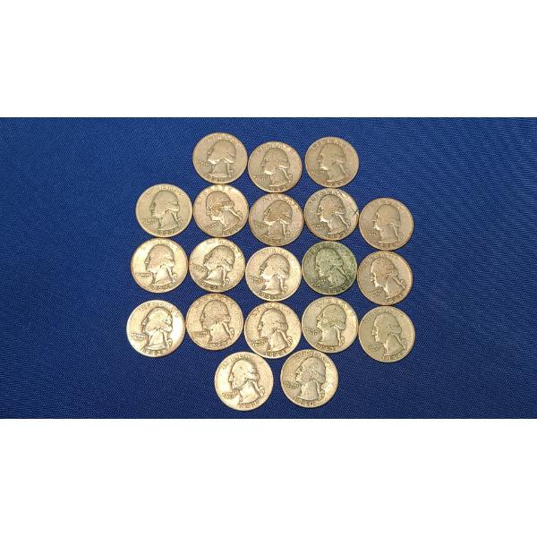 Assorted Years 90% Silver Washington Head Quarters - Face Value: $5.00