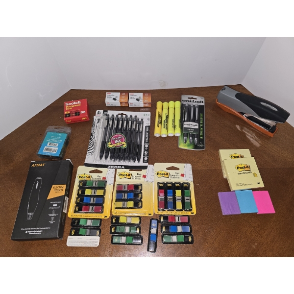 Lot of Office Supplies incl Stapler in Great Condition, Gel Pens, Flags and More