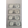 Image 1 : (4) $1 Blue Silver Certificates Series 1957 A, 1957 B - Face Value: $4.00