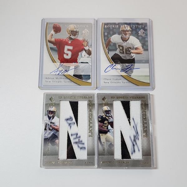 4 Upper Deck New Orleans Saints AUTOGRAPHED Rookie Authentics Football Trading Cards ft. PATCH Cards