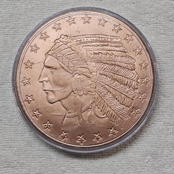 5 oz Incuse Indian .999 Fine Copper Round