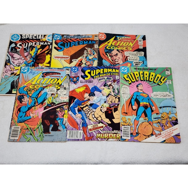 Six Assorted Vintage DC Superman Comics Including Forty Cent Issues!