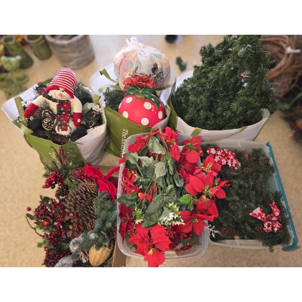 6 Containers of Christmas Decor incl Long Garlands, Ornaments and More
