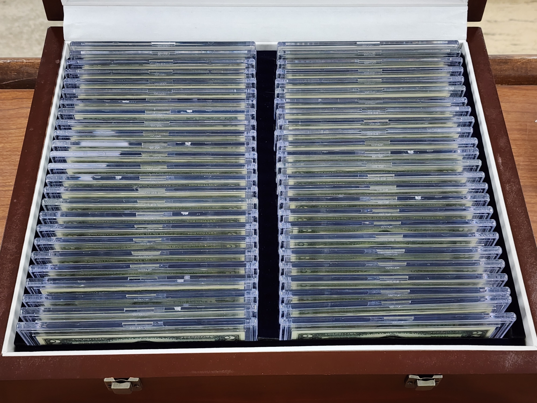 Bill Collection Case 50 State $2 Bill Collection in Hardwood Display Box - $100 Face Value ...