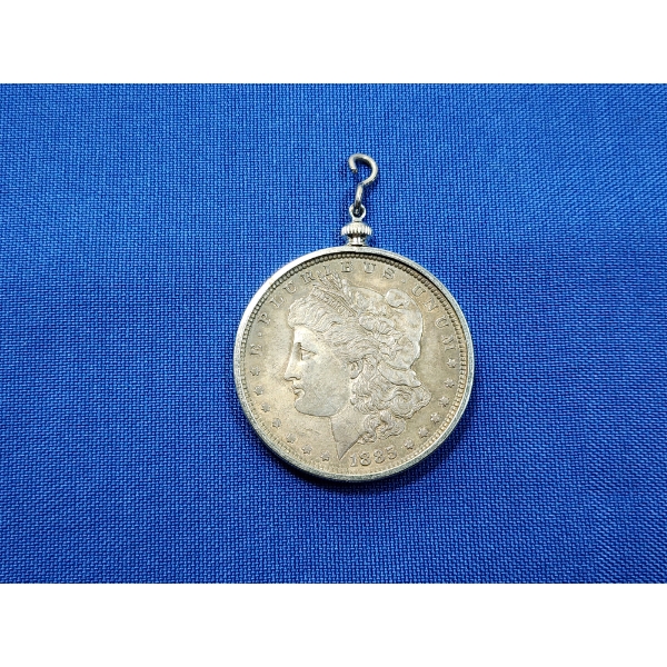1885 Morgan Silver Dollar in Necklace Pendent