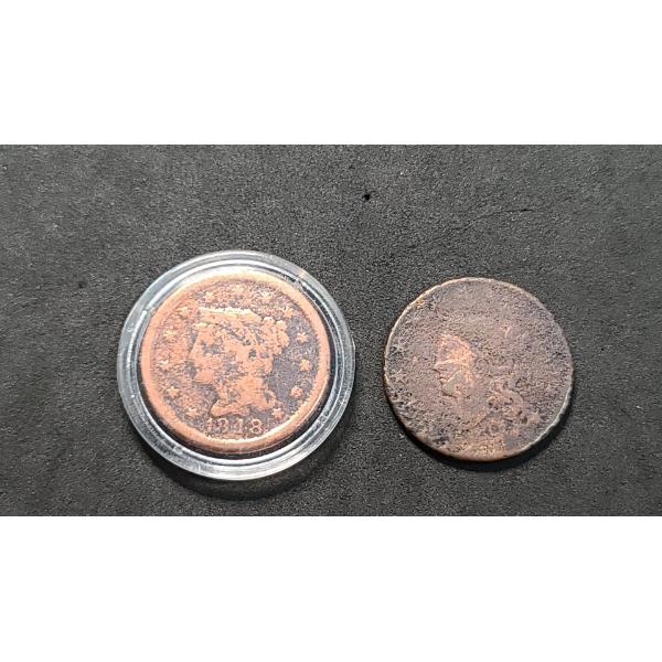 1848 U.S Large Cent & Unknown Year U.S Large Cent 
