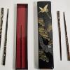 Image 4 : Two Pair of Vintage Japanese Lacquered Chopsticks with Matching Sliding Storage Box