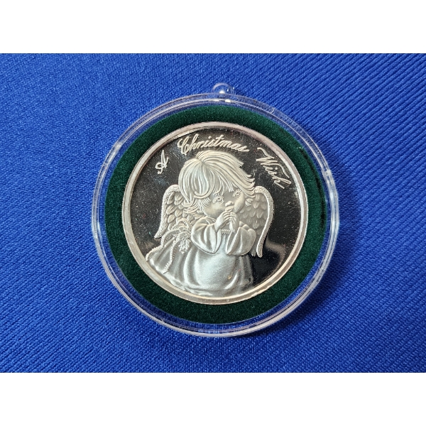 2000 "A Christmas Wish" Angel 1 Troy Ounce Silver Round in Hangable Ornament Capsule 