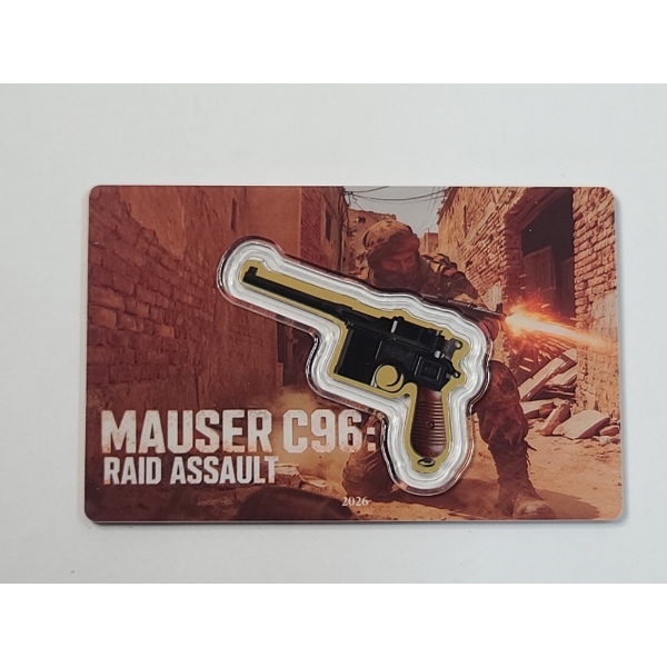  2026 Liberia $12 Mauser C96: Raid Assault 1/1000 oz .9999 Gold Coin Sealed In Collectible Assay Car