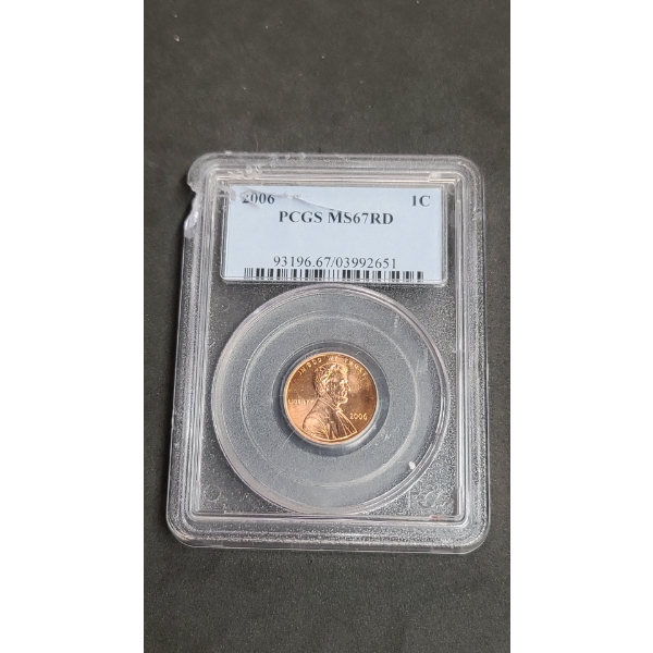 2006 PCGS MS67RD Lincoln Cent - Does Have Damage To Slab