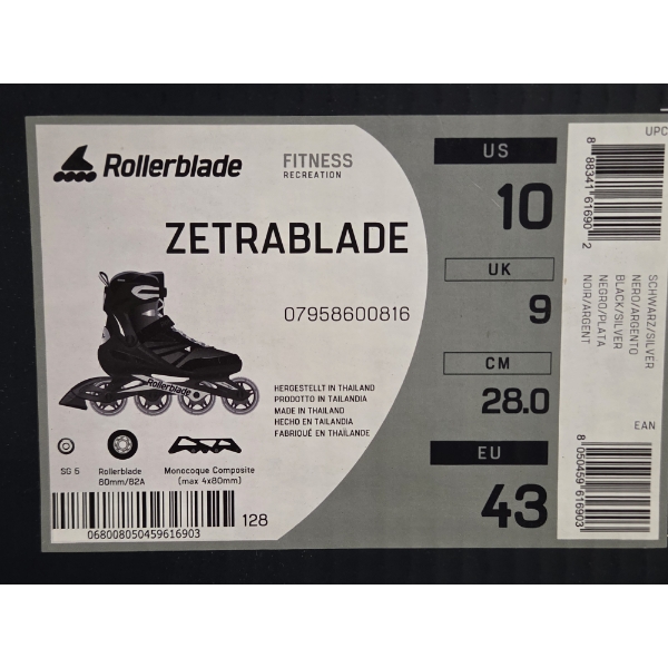 Size 10 Zetra Blade Fitness & Recreation Black & Gray Rollerblades In Like New Condition! 