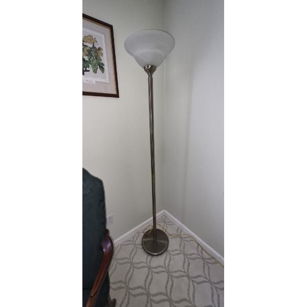 PICKUP IN NORTHFIELD - Tall (72") Torchiere / Floor Lamp Nickel Finish - Shade is 13" Diam - See Pic
