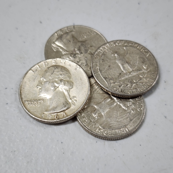 Four Assorted United States 90% Silver Quarters ~ $1.00 Face Value