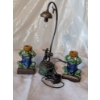 Image 1 : Unique Vintage Iron And Marble Cowboy 17" Lamp And 2 Cute 7" Frog Candlesticks