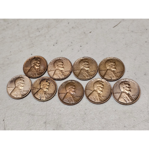 Wheat Pennies 1944 (Lot of 9) - No Mint Mark