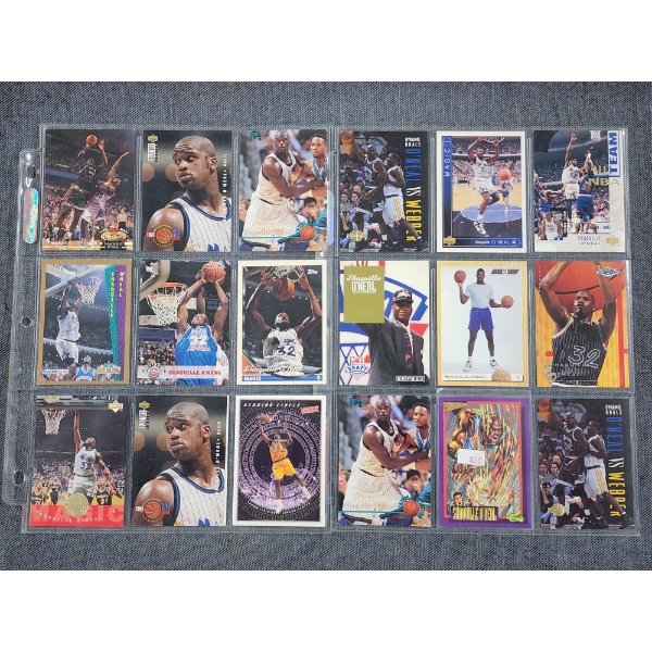 18 Assorted Shaquille O'Neal Basketball Trading Cards From Various Companies & Years 