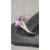 Image 3 : Women's Sterling Silver Ring With Large Amethyst Stone - Size: 8- Weight: 6.2g