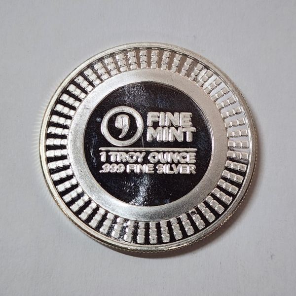 9 Fine Mint 1 Troy Ounce .999 Fine Silver Round