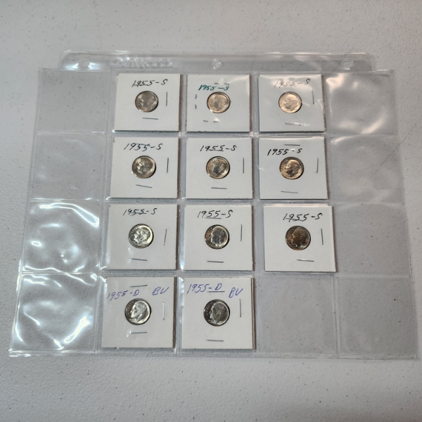 $1.10 Face Value of Assorted 1955-S/D 90% Silver Roosevelt Dimes