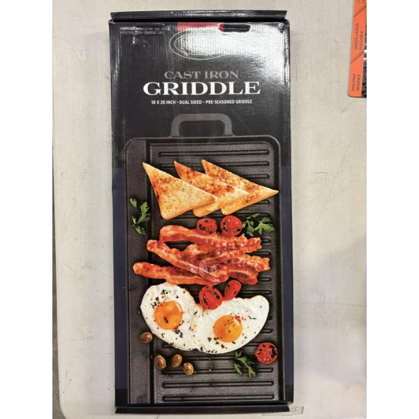 New in Box - Louisiana Grills Cast Iron Griddle - 10 x 20" - Dual Sided