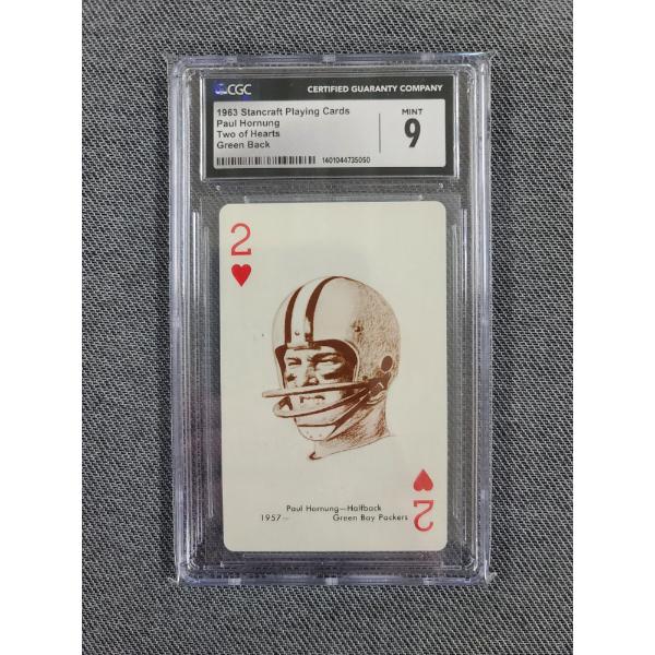 CGC 9 Mint 1963 Stancraft Playing Cards Paul Hormung Two of Hearts Green Back 