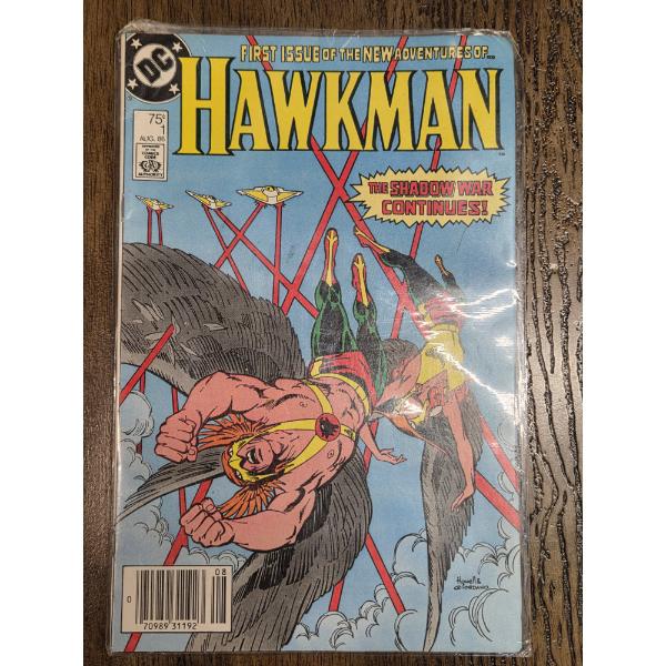 DC Aug. 86' No. 1 Hawkman Comic In Plastic. Excellent Condition!