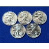 Image 2 : Lot of (5) 1/10th troy oz Walking Liberty Silver Rounds .999 Silver - 1/2 troy oz Silver Total!