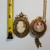 Image 6 : Gold-Tone Cameo Jewelry: Large Pin Brooch & Lucerne Swiss-Made Pendant Watch 