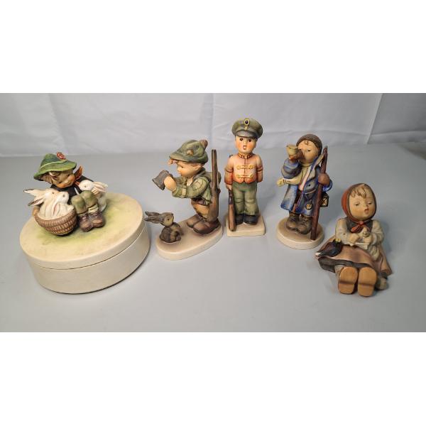 (5) Vintage Collectible Hummel Goebel Porcelain Figurines/Trinket Dish