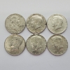 Image 1 : Six Assorted Years 90% Silver Half Dollars (5 Kennedy, 1 Franklin) FV: $3.00