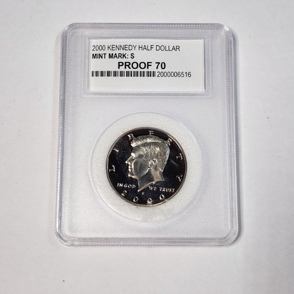 2000-S Kennedy Half Dollar Graded by PCC PROOF 70