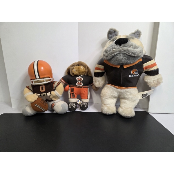 Three Collectable Cleveland Browns Plushies In Good Condition