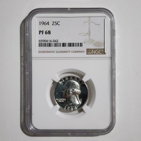 NGC PF68 United States 1964 Washington 90% Silver Proof Quarter