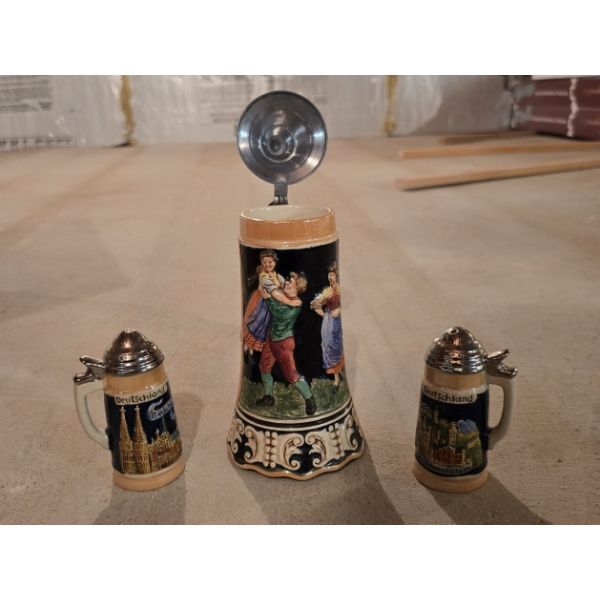 Authentic German Beer Stein Music Box with Stein Salt & Pepper Shakers