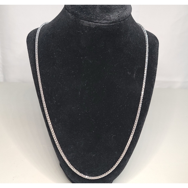 10K White Gold 24" Rogers & Hollands Ashcroft & Oak Palm-Link Necklace - Weight: 7.0g