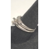 Image 2 : 14K White Gold Bridal Set Ring With Empty 4 Prong Solitaire Head & Diamonds -Size 6.5 - Weight: 4.6g