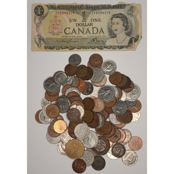 Large Collection Of Canadian Currency - CAD Face Value: $5.58