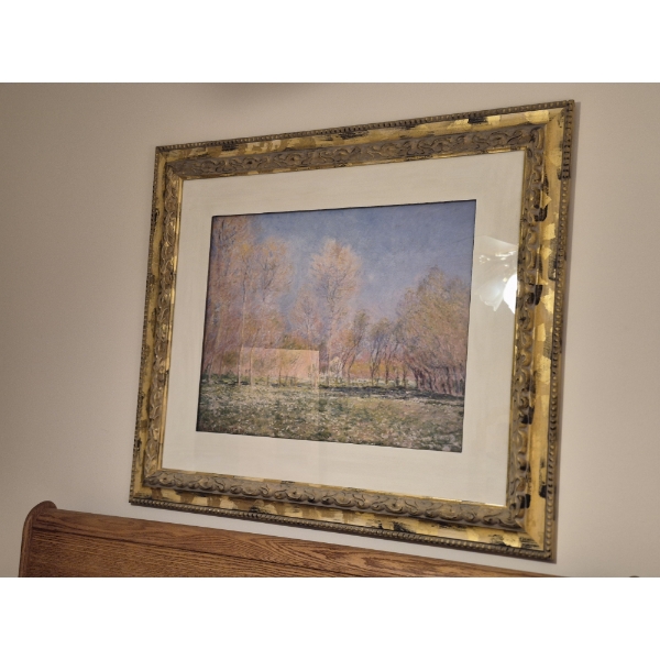 Ornately & Expensive Framed Print by Claude Monet Colorful Pastel Scene - 29 x 23 Image -46 x 40 O/A