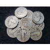 Image 1 : $3 Face Value in Assorted 90% Silver Quarters Including Standing Liberties & Washington Head