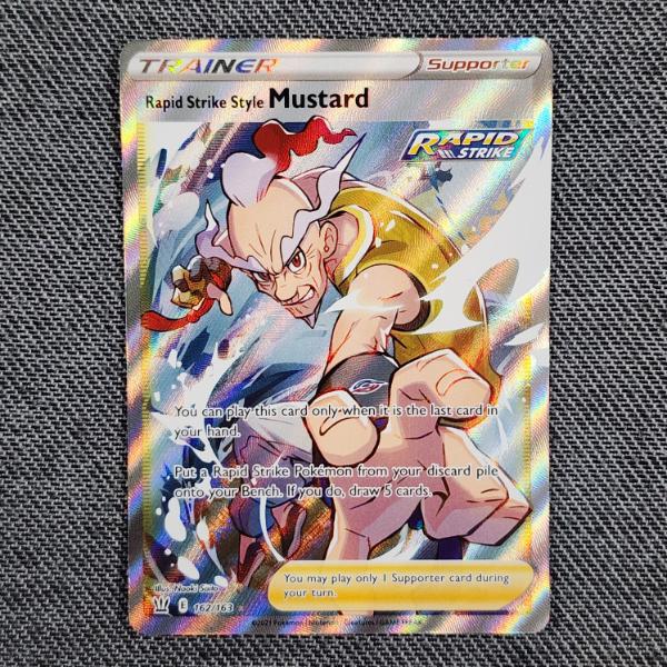Rapid Strike Style Mustard 162/163 Holo Rare Supporter Pokemon Trading Card