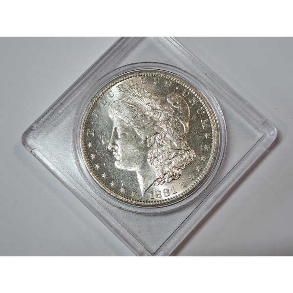 Excellent 1881-S 90% Silver Morgan Dollar in Protective Holder 