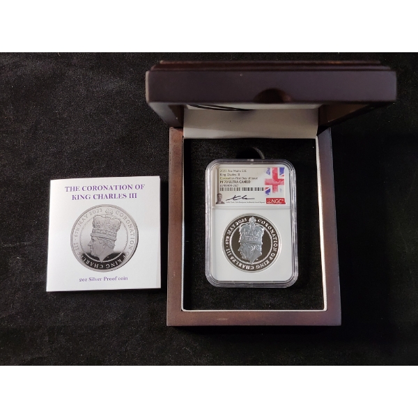 NGC PF70 Ultra Cameo 2023 Silver 2 Oz Malta S3E King Charles III Coronation First Day of Issue