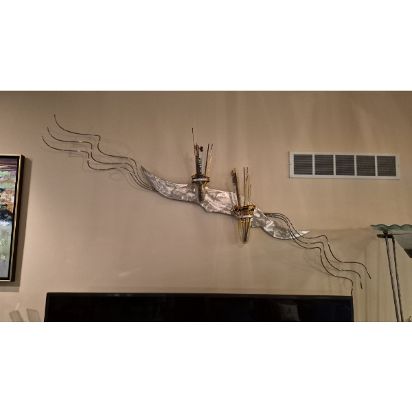 Fantastic 8 Ft Art Sculpture Metal & Glass by Loretta Eby & Jeff Jackson -Artist Info Sheet Provided