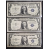 Image 1 : U.S. CURRENCY - RARE Tot 3 - 1935 E & F  One Dollar ($1) Blue Seal Silver Certificate's