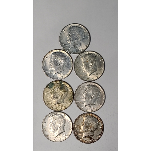 Assorted Years/Mint Marks United States 40% Silver Kennedy Half Dollars - Face Value: $3.50
