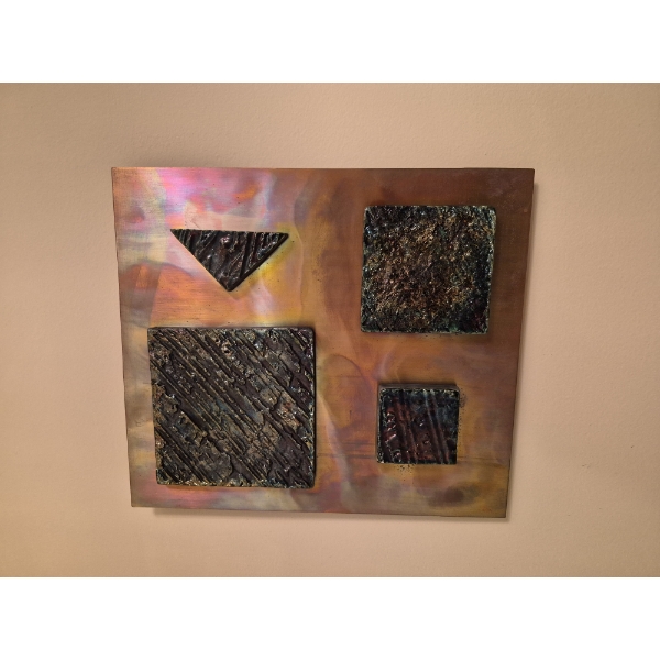 Modern Metal Mixed Media Art Sculpture 2nd Lot by Same Artist Signed 10.5 x 12