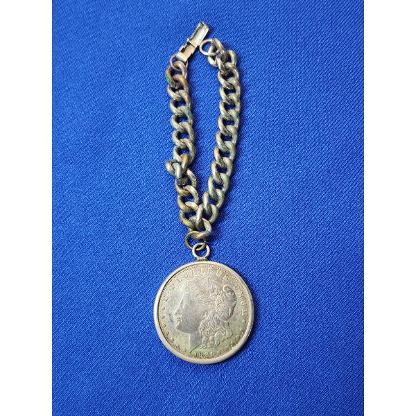 1921 Morgan Silver Dollar on Pendant with Chain 