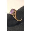 Image 2 : 14K Yellow Gold Women's Ring With Amethyst - Size 6 - Weight: 4.0g